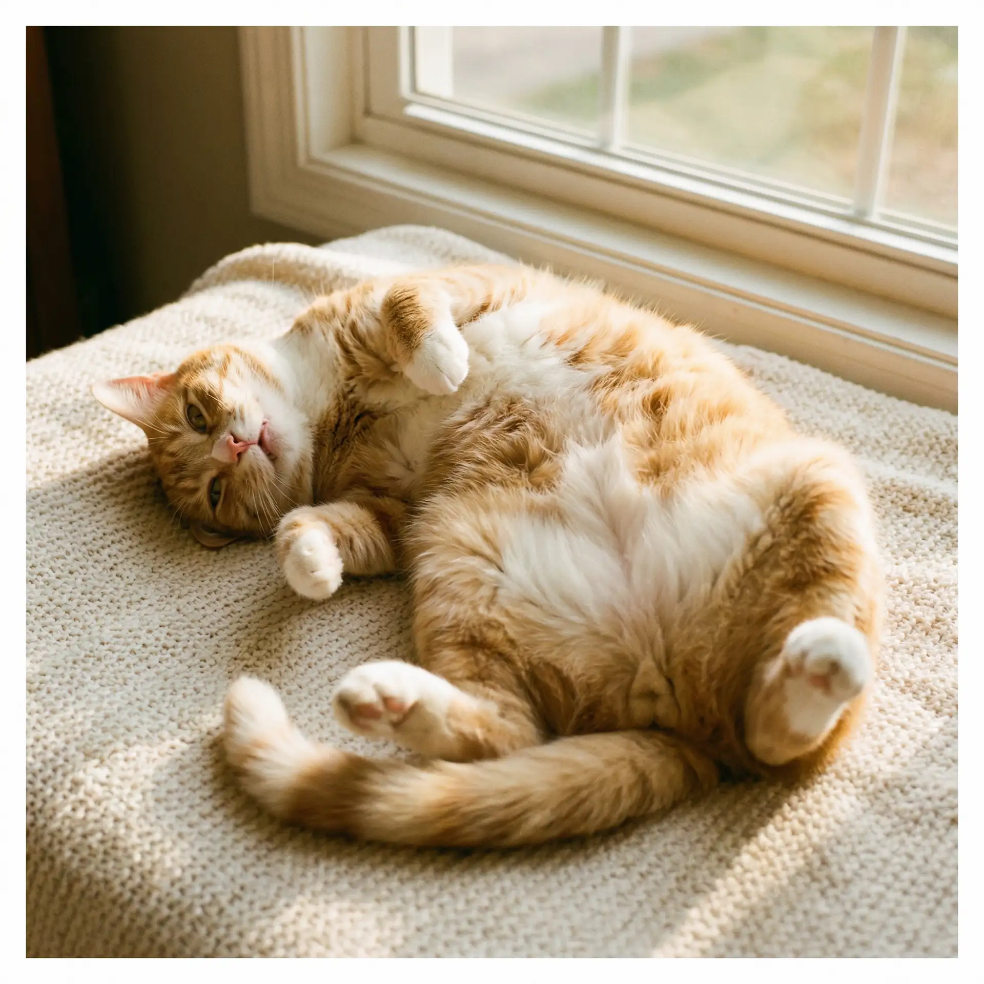 猫咪仰躺露出肚皮 - 学长说做错一题就爱做一下